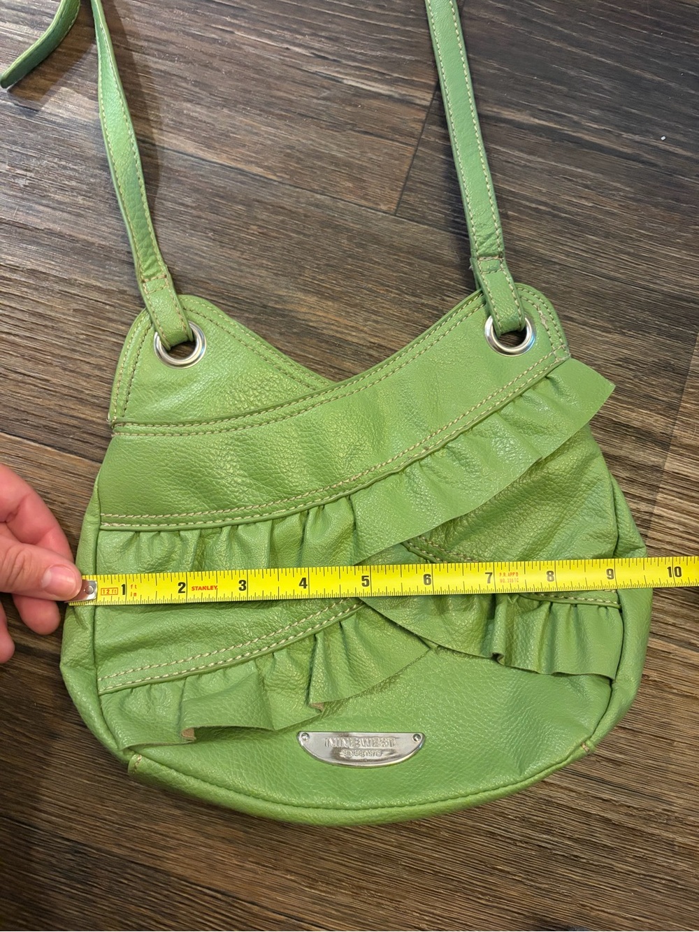 Y2K Faux Green Leather Mini Nine West Crossbody Purse - Picture 3 of 7